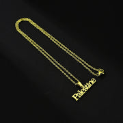 Stainless Steel Palestine Letter Pendant Necklace Fashion Geometric Couple Accessories for Men and Women