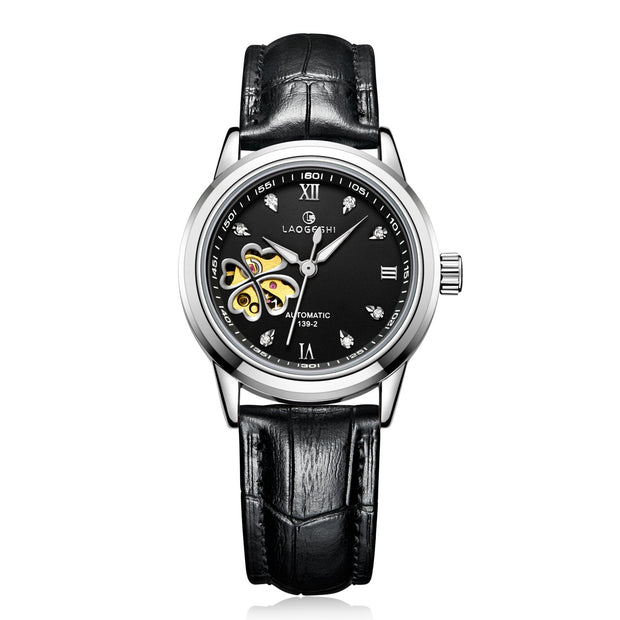 LAOGESH Women's Fully Automatic Mechanical Watch Fashion Hot Selling Night Glow Genuine Leather Steel Band Couple Watch