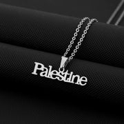 Stainless Steel Palestine Letter Pendant Necklace Fashion Geometric Couple Accessories for Men and Women